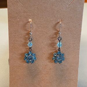 Blue gemstone flower earrings
